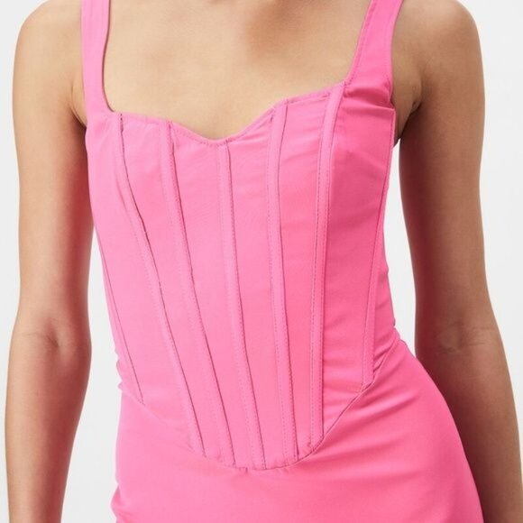 Bardot Fitted Corset Midi Dress Lili Pink Size 4 NWT - Picture 2 of 16